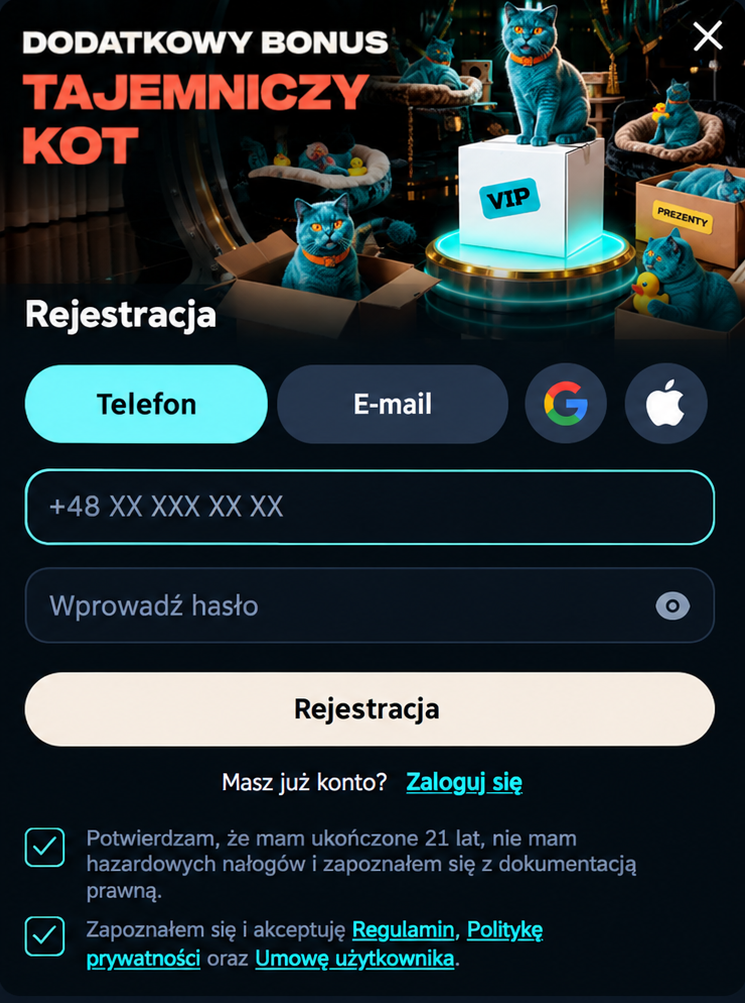 Formularz rejestracji konta gracza